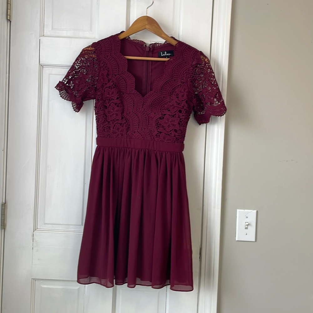 Maroon lulus Angel in disguise dress